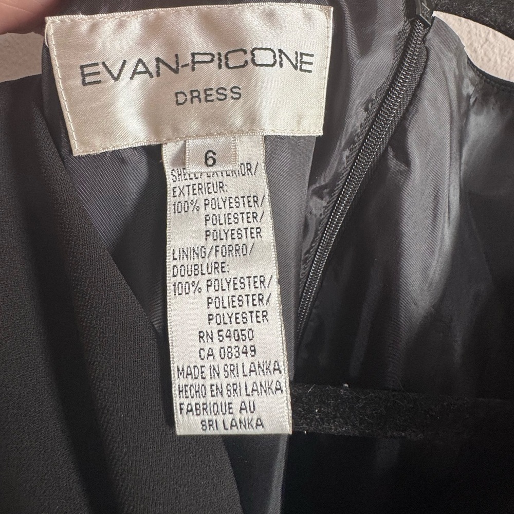 Evan-Picone Black Cowl Neck Sleeveless Midi Dress Size 6 - Picture 4 of 4